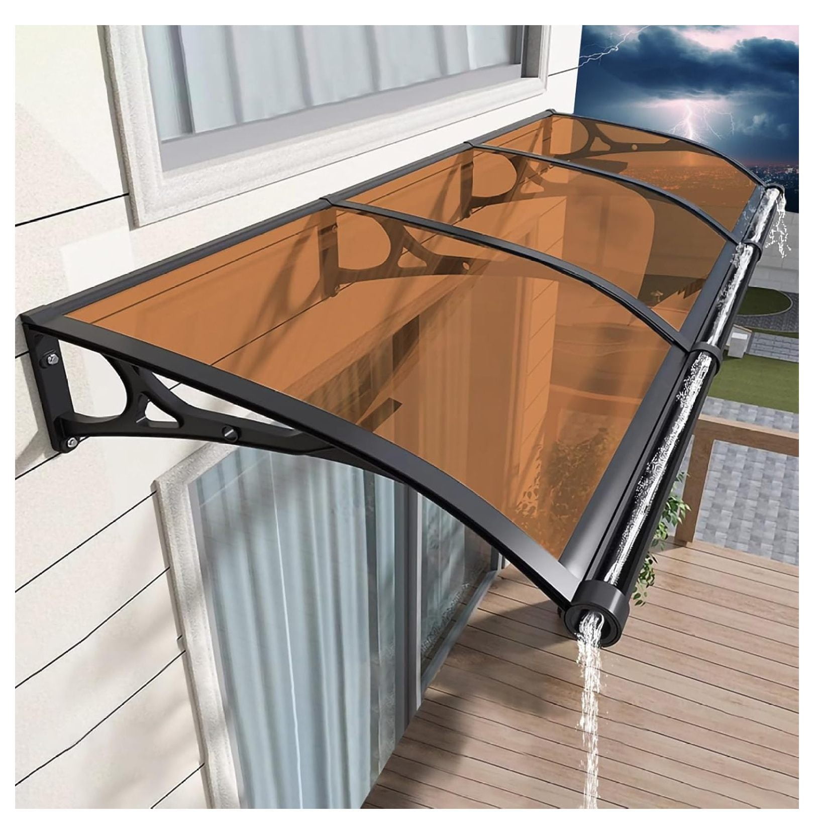 Awning for Door Entrance, Window Awning Door Canopy, Aluminum Bracket+Polycarbonate Canopy with