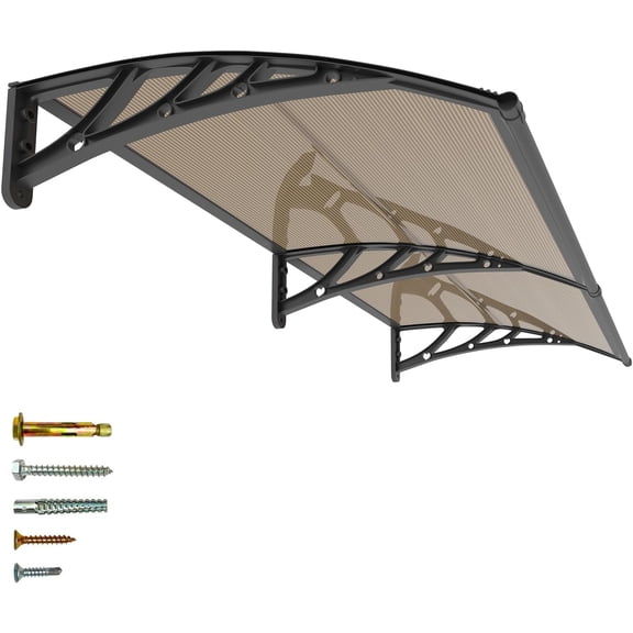 Awning for Outside, 40" x 80" Rain Snow Sunlight Protection House Overhang Canopy Polycarbonate Spliced Window Awnings Exterior with Reinforced PP+GF Brackets for Outdoor Patio, Porch, Deck