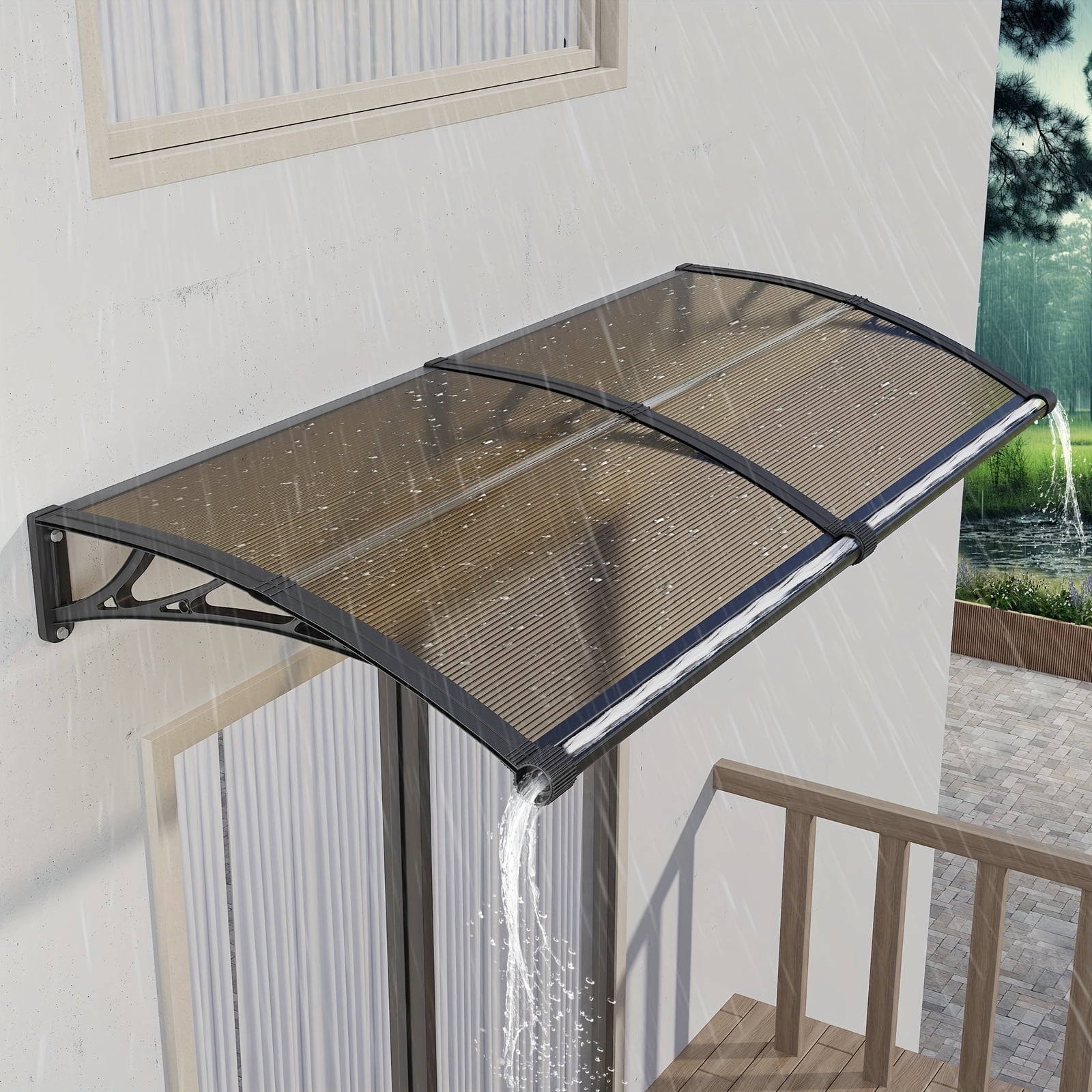 Awning for Door Window Outdoor Canopy With Gutter 40x60