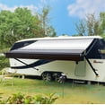 thumbnail image 1 of Awnlux Black Manual Modular Retractable RV Awning Full Set Assemblies for RV, 5th Wheel, Travel Trailers, Toy Haulers, and Motorhome - RV Trailer Awning for Home or Camper - 19x8 Ft - Black Strip, 1 of 5