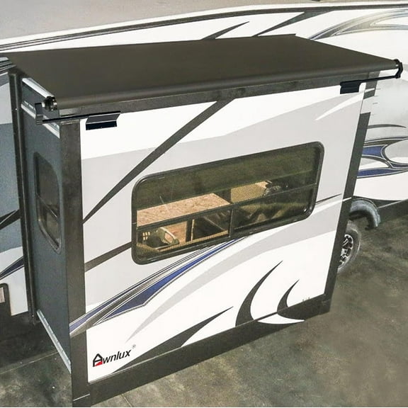 Awnlux Black Modular Slide Topper Awning Slide Out Awning Kit Slide Out Protection for RVs, Travel Trailers, 5th Wheels, and Motorhomes-11' (10'7" Fabric)