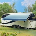 thumbnail image 1 of Awnlux White Manual Modular Retractable RV Awning Full Set Assemblies for RV, 5th Wheel, Travel Trailers, Toy Haulers, and Motorhome - RV Trailer Awning for Home or Camper - 12x8 Ft - Ocean Blue, 1 of 5