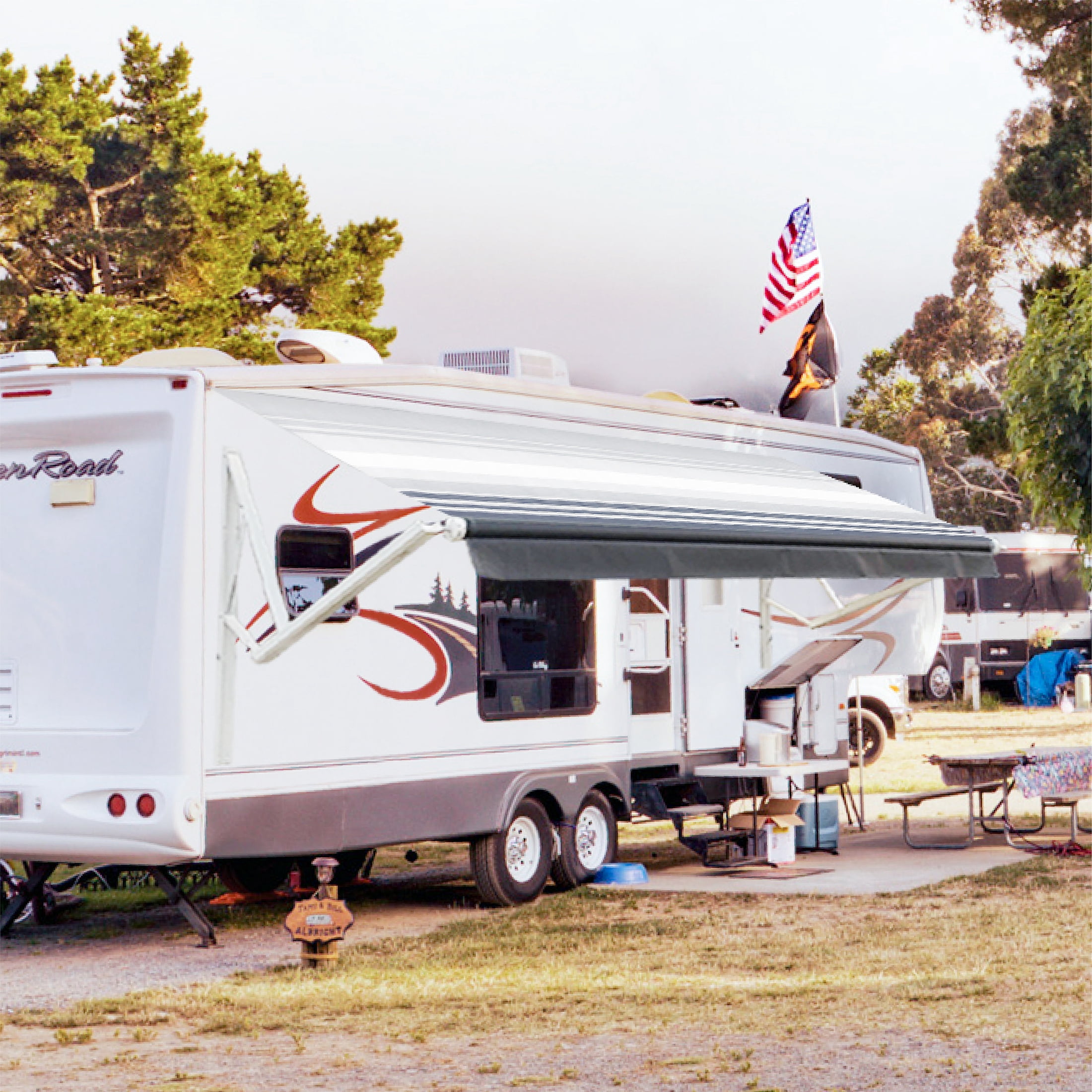 Awnlux White Motorized Modular Retractable RV Awning Full Set Assemblies for RV, 5th Wheel