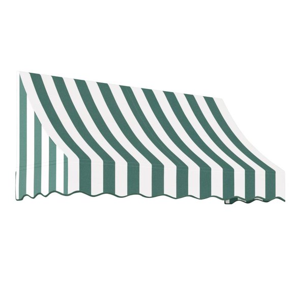 Awntech 10.375 ft Nantucket Fixed Awning Acrylic Fabric, Forest/White Stripe