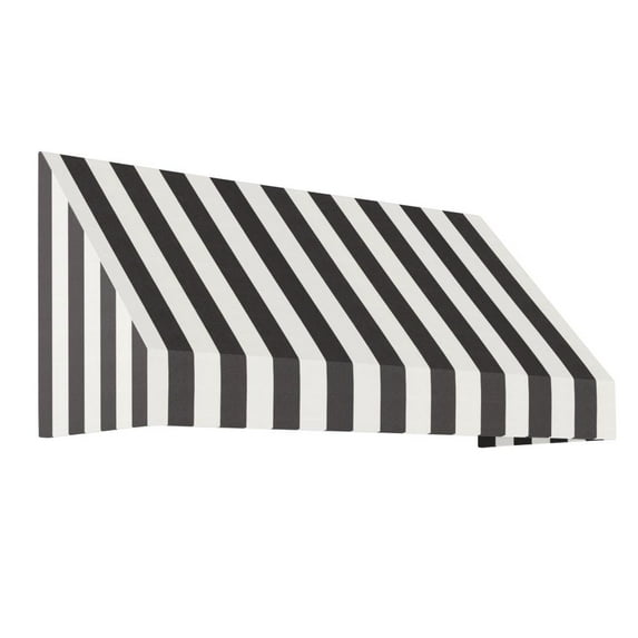 Awntech 10.375 ft New Yorker Fixed Awning Acrylic Fabric, Black/White Stripe