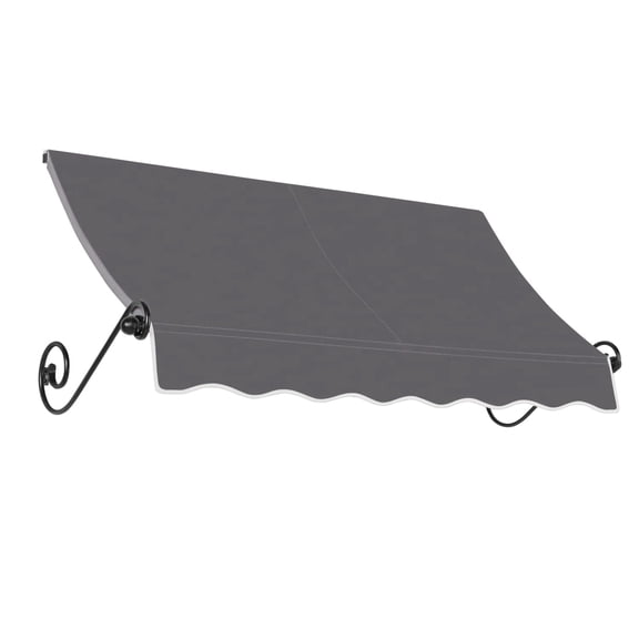 Awntech 10.38 Ft Charleston Sloped Fixed Awning with Scrolled Iron Arms (124.5in x 24in x 36in), Gunmetal