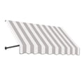thumbnail image 1 of Awntech 10.38 Ft Dallas Retro Straight Slope Fixed Awning with Anodized Arms (124.5in x 18in x 24in), Gray/White Stripe, 1 of 3