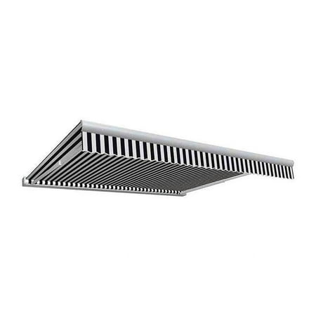 Awntech 10 ft. Key West Full Cassette Manual Retractable Awning, Black & White - 96 in.