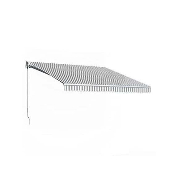 Awntech 12' x 10' California Manual Patio Retractable Awning, Gray/White Stripe