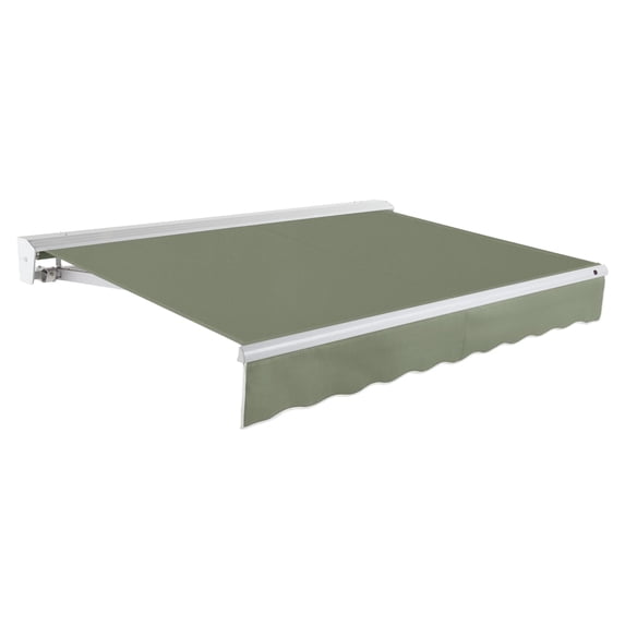 Awntech 14 Ft Destin Right Motorized Heavy Duty Patio Retractable Awning with Protective Hood (168in x 10.38in x 120in), Sage