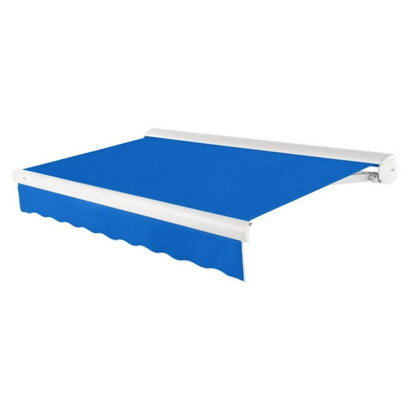 Awntech 14' x 10' Full Cassette Left Motorized Patio Retractable Awning, Bright Blue