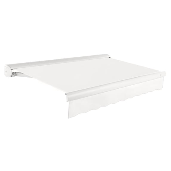 Awntech 14 Ft Key West Right Motorized Heavy Duty Patio Retractable Awning with Cassette (168in x 9.38in x 120in), White