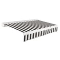 thumbnail image 1 of Awntech 16 Ft Key West Right Motorized Heavy Duty Patio Retractable Awning with Cassette (192in x 9.38in x 120in), Black/White Stripe, 1 of 6