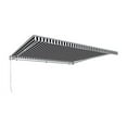 thumbnail image 1 of Awntech  16 ft. Destin with Hood Left Motor & Remote Retractable Awning, Black & White - 120 in., 1 of 1