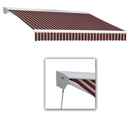 Awntech 16 ft. Destin with Hood Right Motor & Remote Retractable Awning, Burgundy & Tan - 120 in.