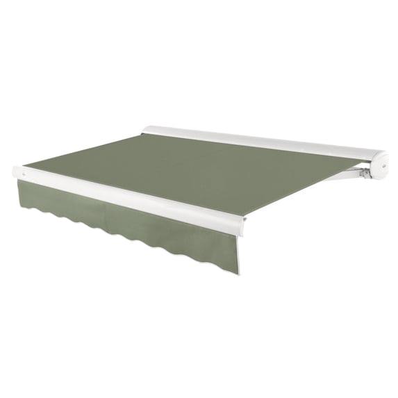 Awntech 18 Ft Key West Left Motorized Heavy Duty Patio Retractable Awning with Cassette (216in x 9.38in x 120in), Sage