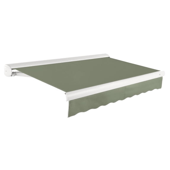 Awntech 18 Ft Key West Manual Heavy Duty Patio Retractable Awning with Cassette (216in x 9.38in x 120in), Sage