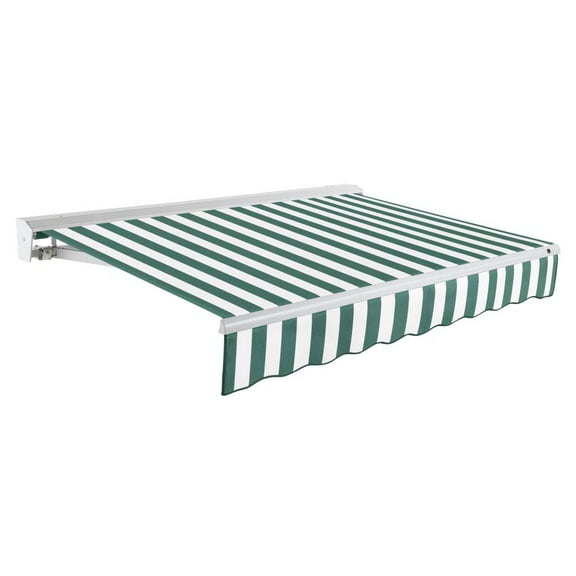 Awntech 20' x 10' Destin Manual Patio Retractable Awning, Forest/White Stripe
