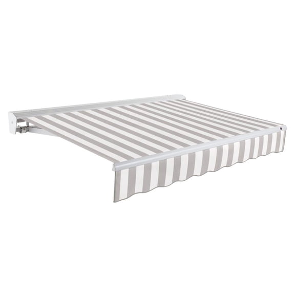 Awntech 24' x 10' Destin Right Motorized Patio Retractable Awning, Gray/White Stripe