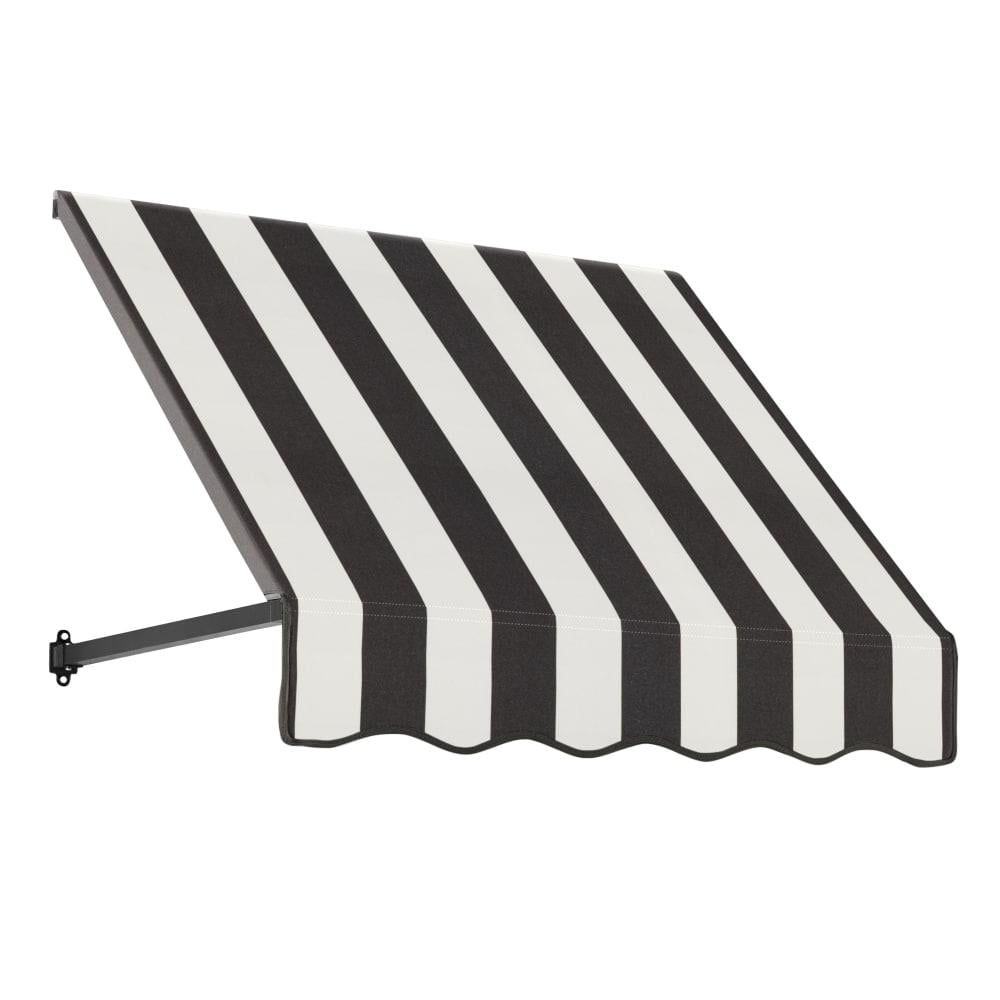 Awntech 3.375 ft Dallas Retro Fixed Awning Acrylic Fabric, Black/White ...