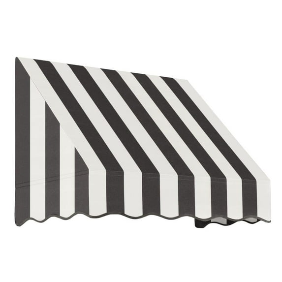 Awntech 3.375 ft San Francisco Fixed Awning Acrylic Fabric, Black/White Stripe