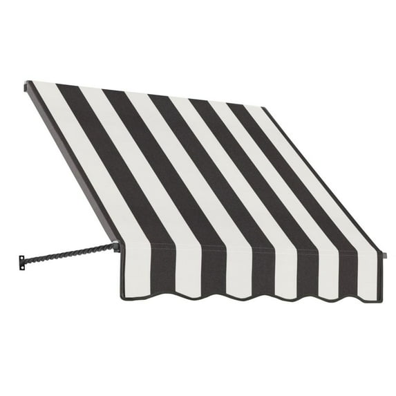 Awntech 3.375 ft Santa Fe Fixed Awning Acrylic Fabric, Black/White Stripe