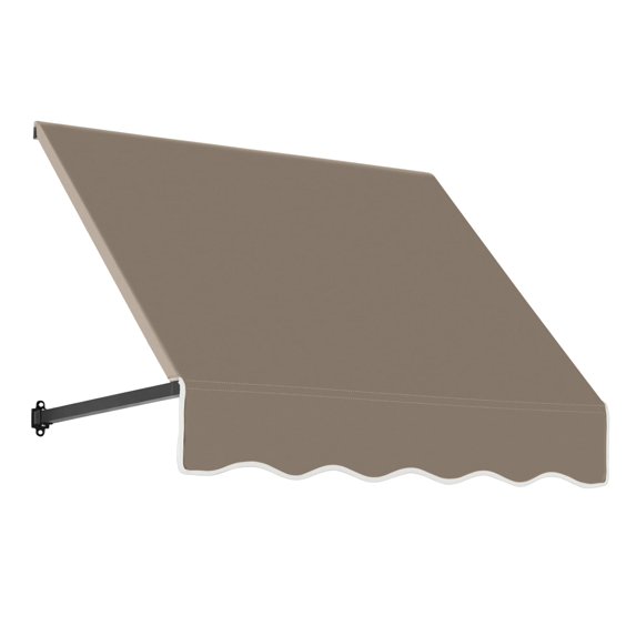 Awntech 3.38 Ft Dallas Retro Straight Slope Fixed Awning with Anodized Arms (40.5in x 16in x 30in), Taupe
