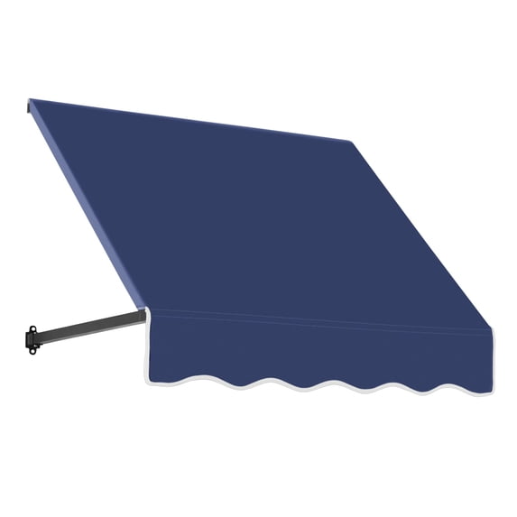 Awntech 3.38 Ft Dallas Retro Straight Slope Fixed Awning with Anodized Arms (40.5in x 18in x 24in), Navy