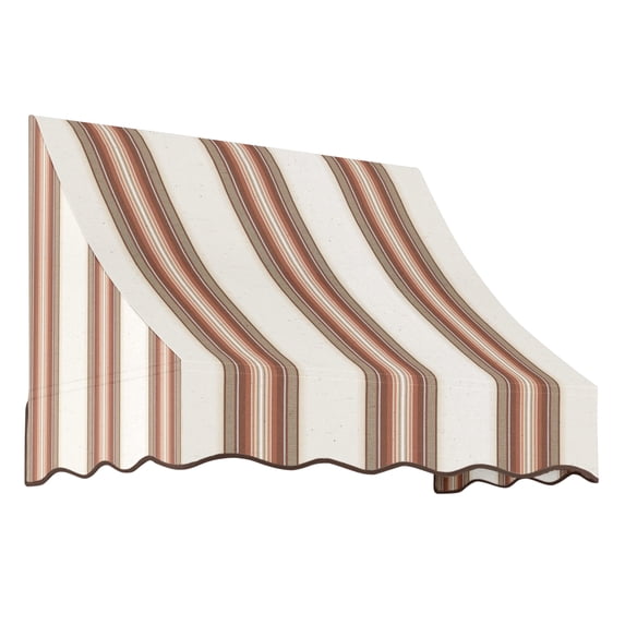 Awntech 3.38 Ft Nantucket Curved Slope Fixed Awning Canopy (40.5in x 31in x 24in), Brown/Tan/Terracotta Multi