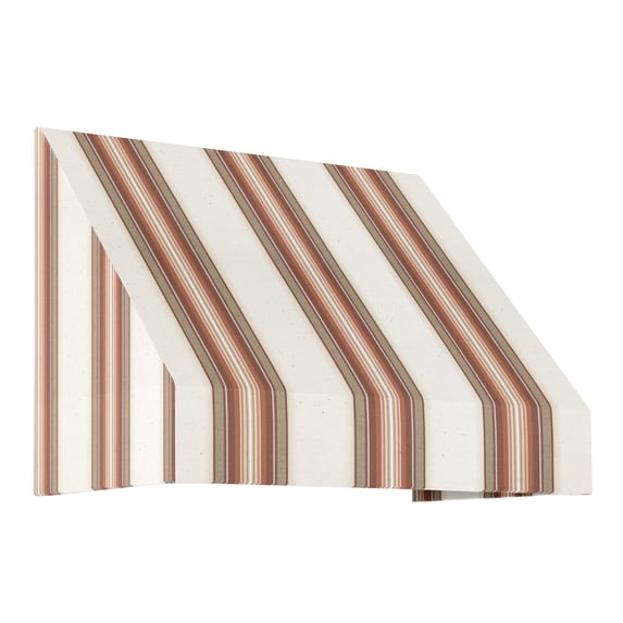 Awntech 3.38 Ft New Yorker Fixed Awning Canopy with Rigid Valance (40.5in x 24in x 42in), Brown/Tan/Terracotta Multi