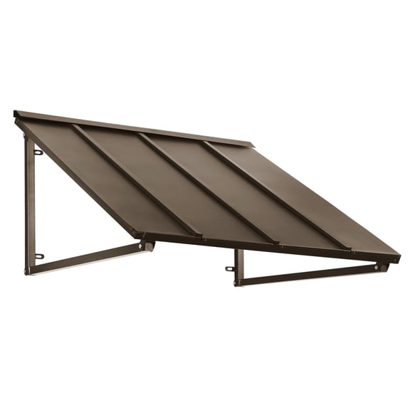 Awntech 3.67 Ft Houstonian Standing Seam Metal Fixed Awning Canopy (44in x 24in x 36in), Bronze