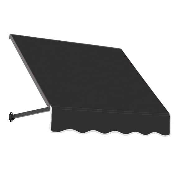 Awntech 4.38 Ft Dallas Retro Straight Slope Fixed Awning with Anodized Arms (52.5in x 18in x 24in), Black