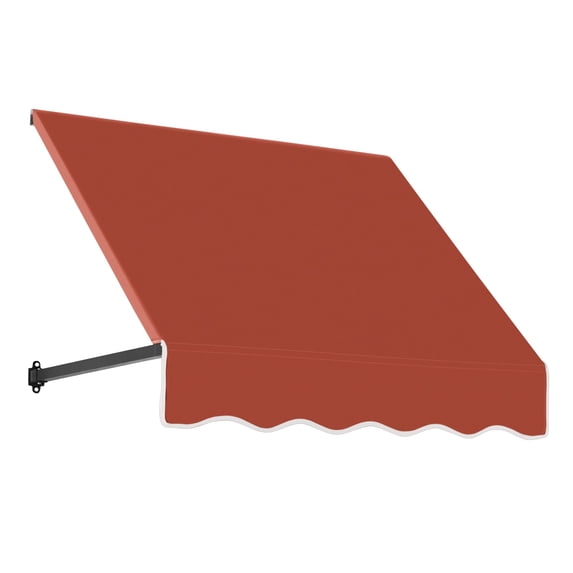 Awntech 4.38 Ft Dallas Retro Straight Slope Fixed Awning with Anodized Arms (52.5in x 18in x 24in), Terracotta