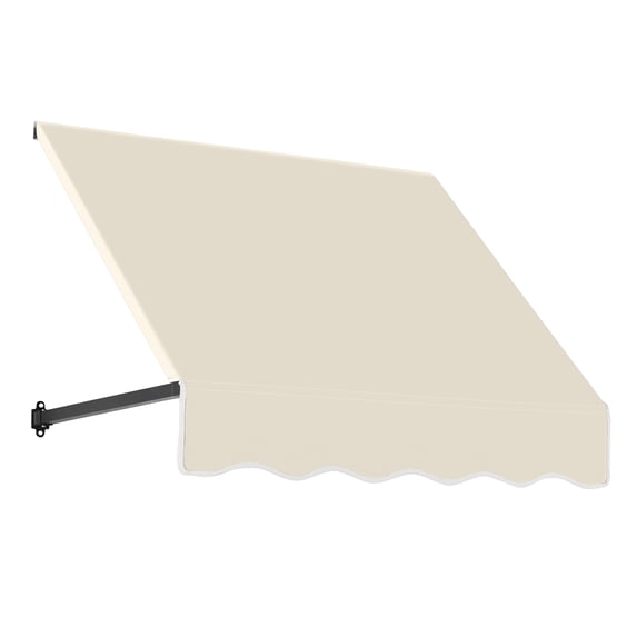 Awntech 4.38 Ft Dallas Retro Straight Slope Fixed Awning with Anodized Arms (52.5in x 24in x 36in), Linen