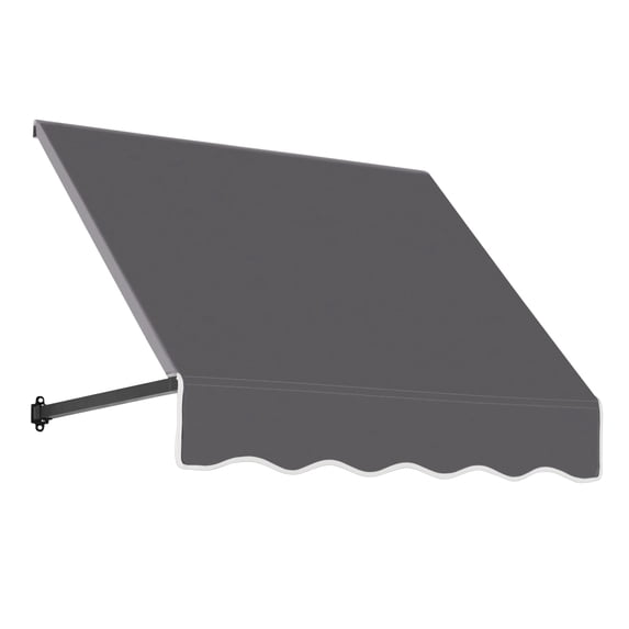 Awntech 4.38 Ft Dallas Retro Straight Slope Fixed Awning with Anodized Arms (52.5in x 24in x 42in), Gunmetal