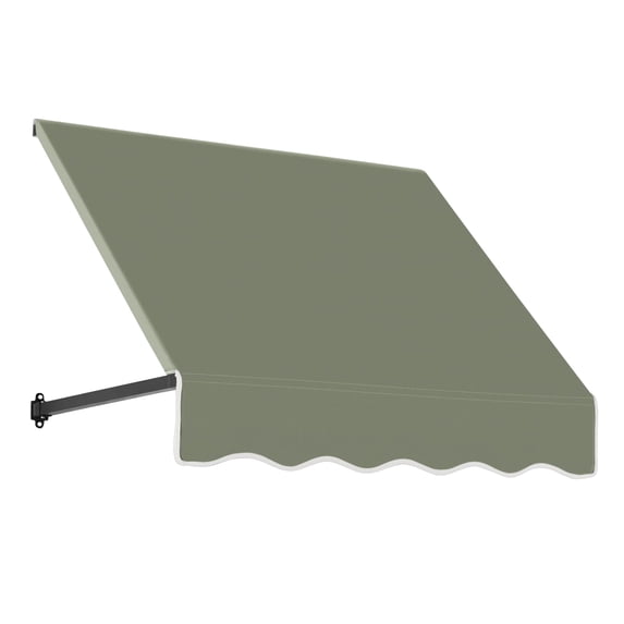 Awntech 4.38 Ft Dallas Retro Straight Slope Fixed Awning with Anodized Arms (52.5in x 24in x 48in), Sage