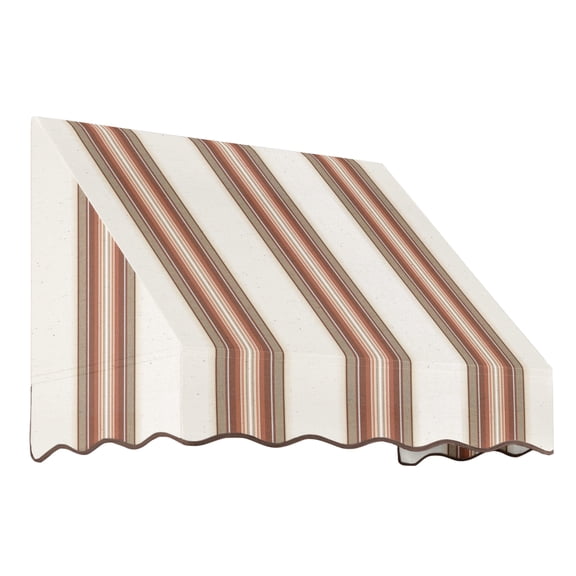 Awntech 4.38 Ft San Francisco Closed-Sided Fixed Awning Canopy (52.5in x 24in x 48in), Brown/Tan/Terracotta Multi
