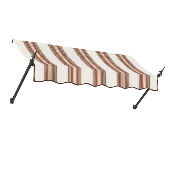 Awntech 5.38 Ft New Orleans Fixed Awning Canopy with Spear Arms (64.5in x 24in x 16in), Brown/Tan/Terracotta Multi