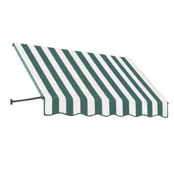 Awntech 5.38 Ft Santa Fe Fixed Awning Canopy with Twisted Rope Arms (64.5in x 44in x 24in), Forest/White Stripe