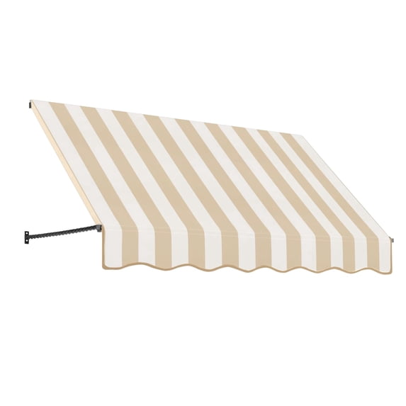 Awntech 5.38 Ft Santa Fe Fixed Awning Canopy with Twisted Rope Arms (64.5in x 44in x 24in), Linen/White Stripe
