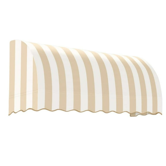 Awntech 6.375 ft Savannah Fixed Awning Acrylic Fabric, Linen/White Stripe
