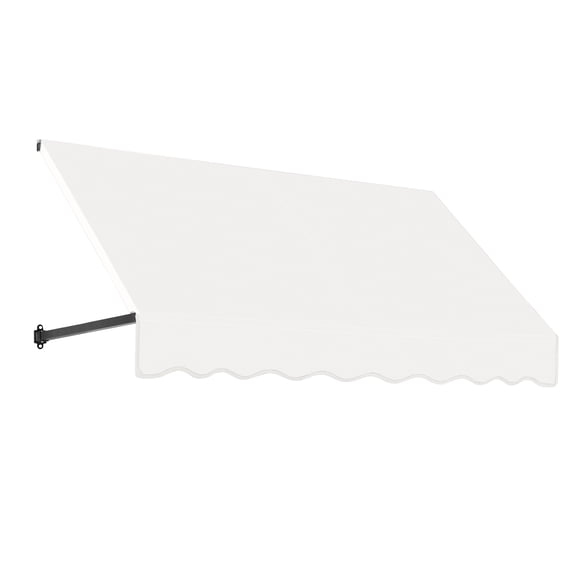 Awntech 6.38 Ft Dallas Retro Straight Slope Fixed Awning with Anodized Arms (76.5in x 24in x 48in), White