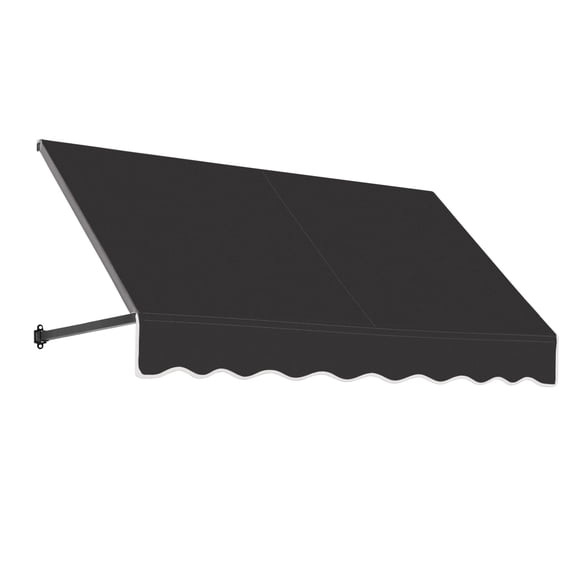 Awntech 7.38 Ft Dallas Retro Straight Slope Fixed Awning with Anodized Arms (88.5in x 24in x 36in), Black