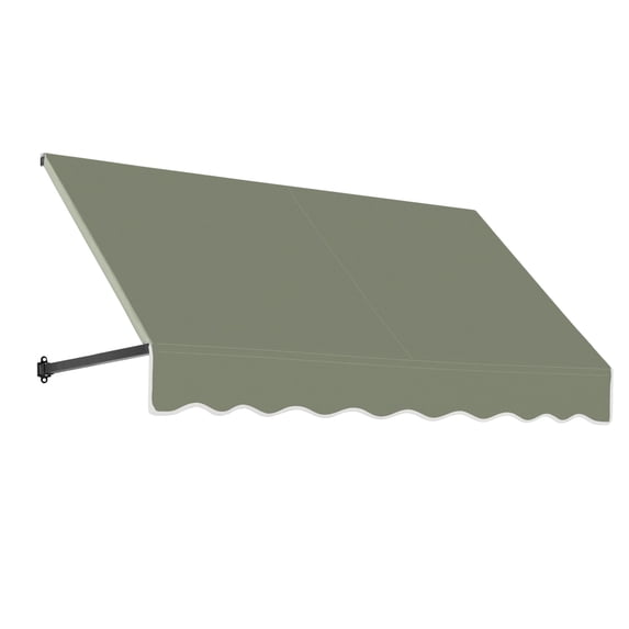 Awntech 7.38 Ft Dallas Retro Straight Slope Fixed Awning with Anodized Arms (88.5in x 24in x 48in), Sage