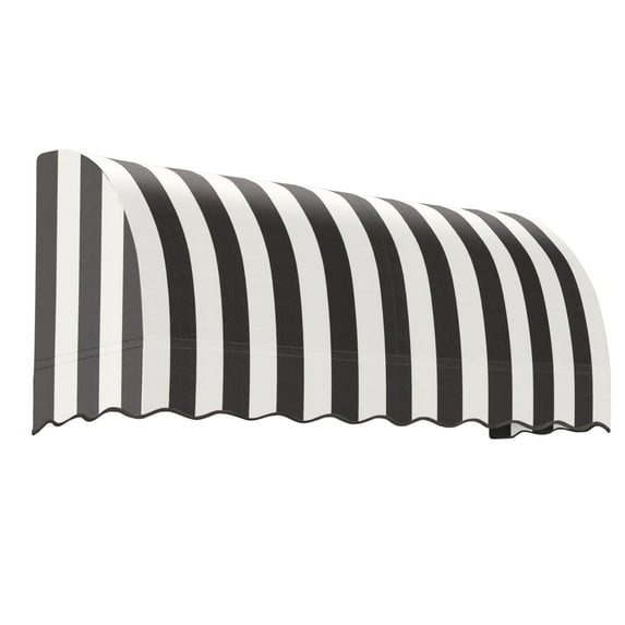 Awntech 6.38 Ft Savannah Waterfall Closed-Sides Awning Canopy (76.5in x 31in x 24in), Black/White Stripe