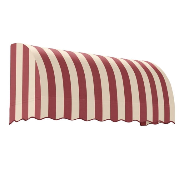 Awntech 8.375 ft Savannah Fixed Awning Acrylic Fabric, Burgundy/Tan Stripe
