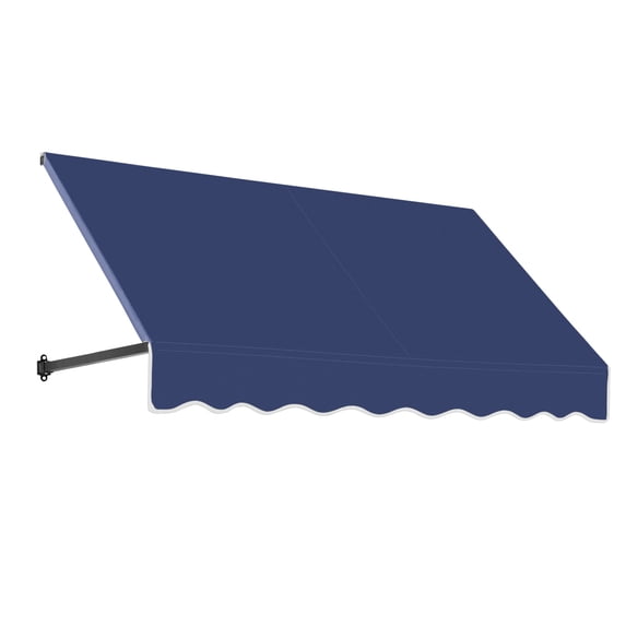 Awntech 8.38 Ft Dallas Retro Straight Slope Fixed Awning with Anodized Arms (100.5in x 18in x 36in), Navy
