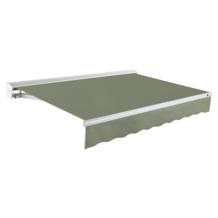 Awntech 8 Ft Destin Left Motorized Heavy Duty Patio Retractable Awning with Protective Hood (96in x 10.38in x 78in), Sage