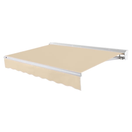 Awntech 8 Ft Destin Left Motorized Heavy Duty Patio Retractable Awning with Protective Hood (96in x 10.38in x 78in), Tan