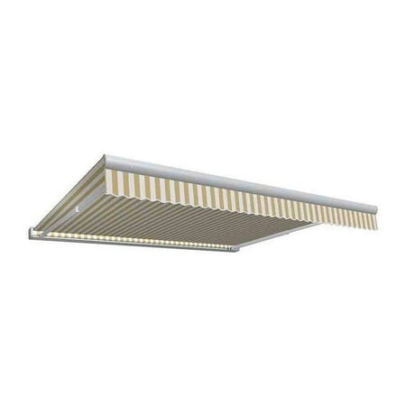 Awntech 8 ft. Key West Full Cassette Left Motor Retractable Awning, Linen & White - 78 in.